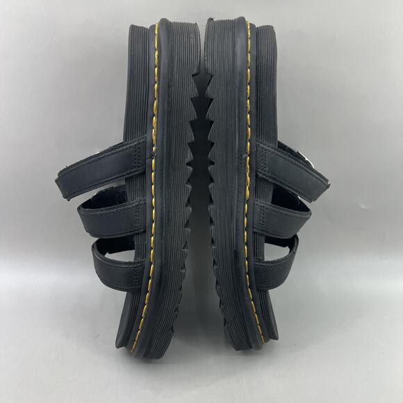 Dr Martens Blaire Slide Shoes Womens Size 9 Black Triple Buckle Platform Sandals - Picture 6 of 8